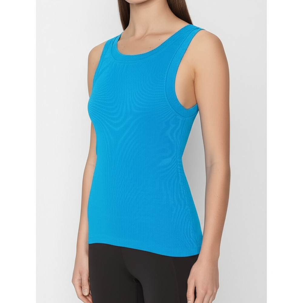 ZARA Tank Top‎ Girls Size S Blue Ribbed Scoop Neck Sleeveless Casual Minimalist